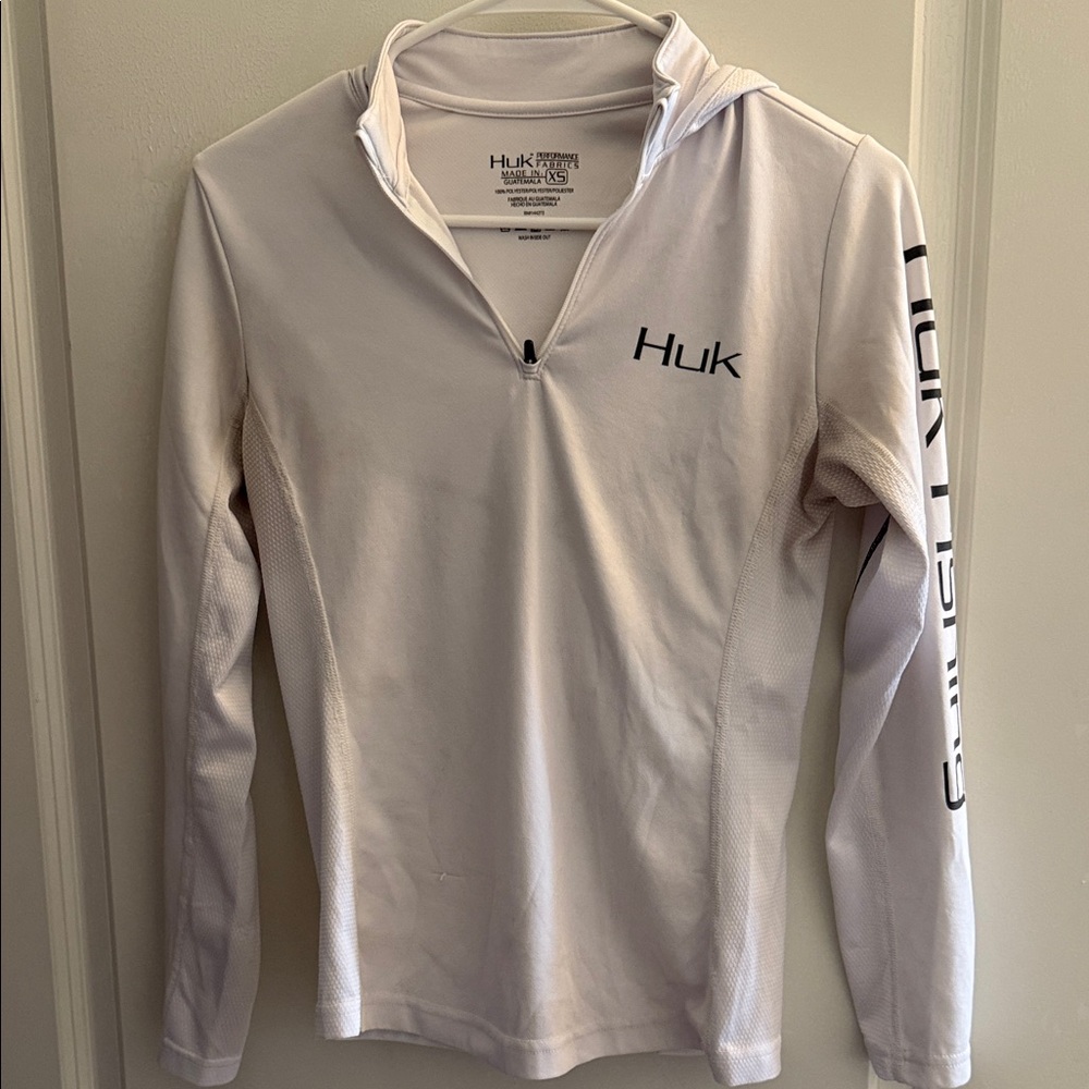 Huk Light Gray Long Sleeve Performance Shirt